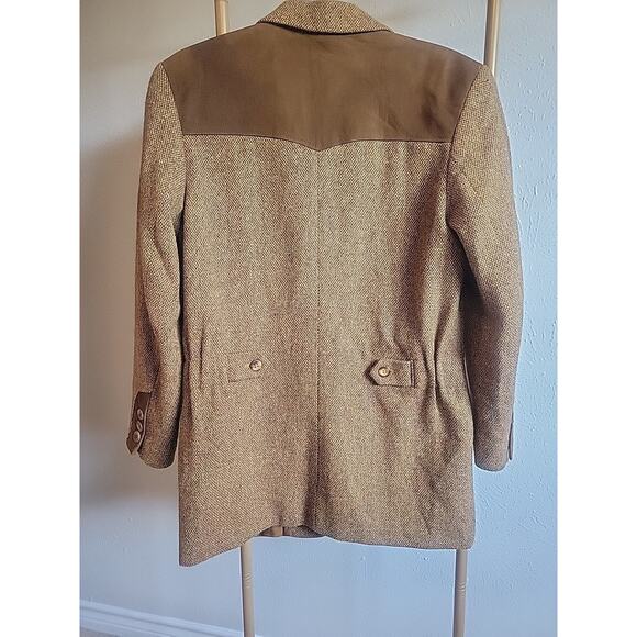 Bogner Blazer Womens Size 8 Brown Shoulder Pads Wool Blend Button Up Coat Jacket - Picture 6 of 13